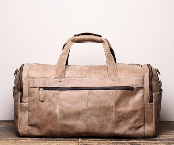 Cool Brown Leather Mens  16 Large Weekender Bag Sport Travel Bag Duffle Bag for Men