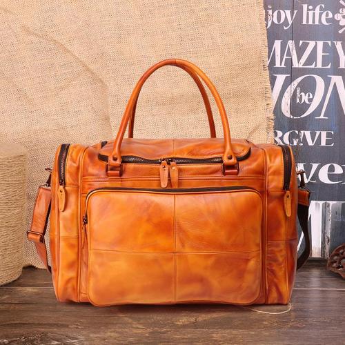 Cool Brown Leather Mens 15 Large Weekender Bag Black Business Travel Bag Tan Duffle Bag for Men