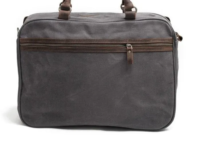 Mens Waxed Canvas Leather Briefcase Handbag Laptop Bag Business Bag for Men