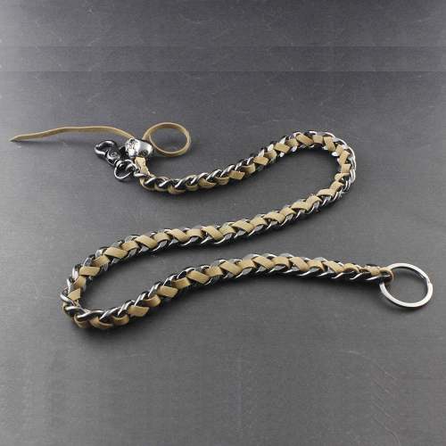 Solid Metal Leather Braided Long Wallet Chain Cool Punk Rock Biker Trucker Wallet Chain Trucker Wallet Chain for Men