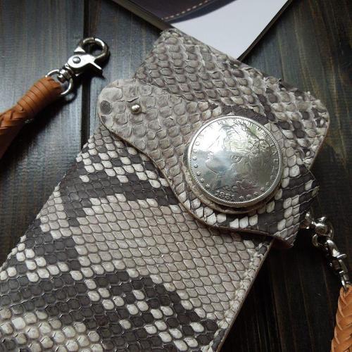 Handmade Leather Biker Wallet Mens Cool Chain Wallet Trucker Wallet with Chain