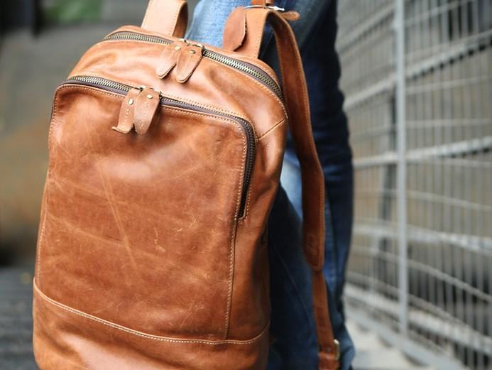 Cool Mens Leather Backpack Travel Backpack Laptop Backpack for men