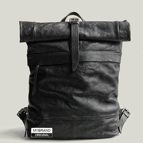Genuine Leather Mens Cool Backpack Sling Bag Large Black Travel Bag Hiking Bag for men