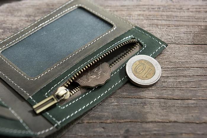 Handmade Leather Mens Cool Slim Leather Wallet Men Small Wallets Bifold for Men