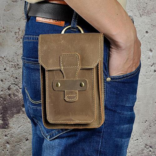 Leather Belt Pouch Mens Waist Bag Small Case for Men