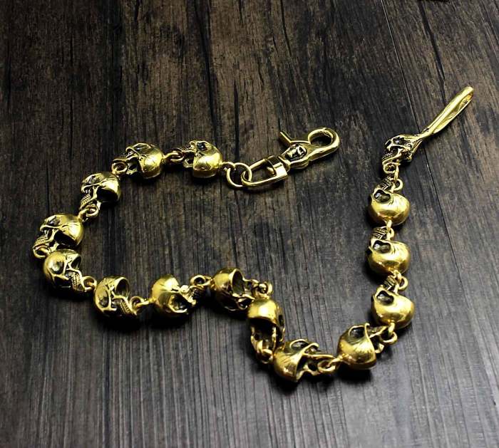 Solid Stainless Steel Brass Skull Wallet Chain Cool Punk Rock Biker Trucker Wallet Chain Trucker Wallet Chain for Men