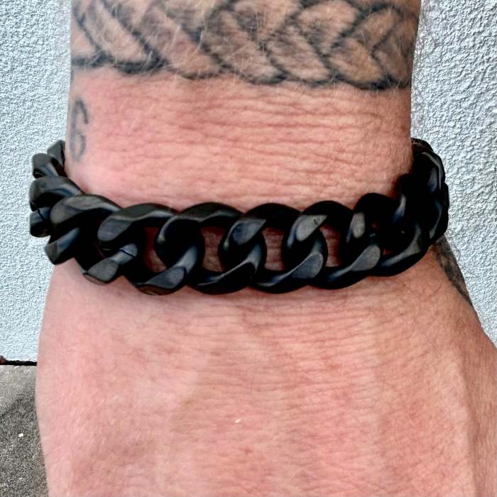 Bracelet - Cuban Link - Classic 1/2 wide - Matte Black - CB15