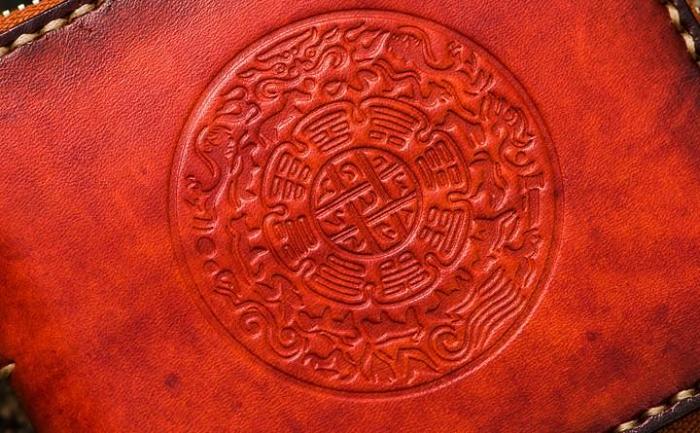 Handmade Leather Tibetan Tooled Mens billfold Wallet Cool Chain Wallet Biker Wallet for Men