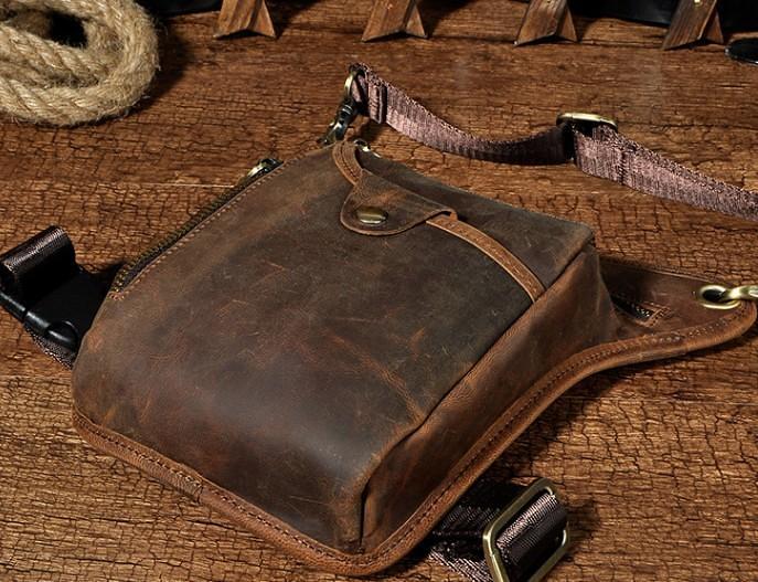 Cool Leather Biker Drop Leg Bag Mens Belt Pouch Waist Bag Shoulder Bag for Men