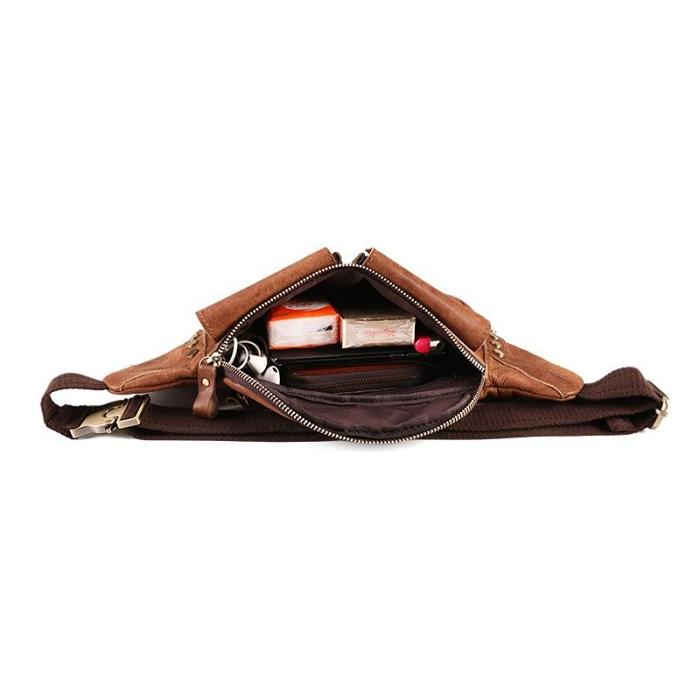 Best Leather Fanny Pack Men's Brown Chest Bag Leather Hip Bag Leather Belt Bag Waist Bag For Men