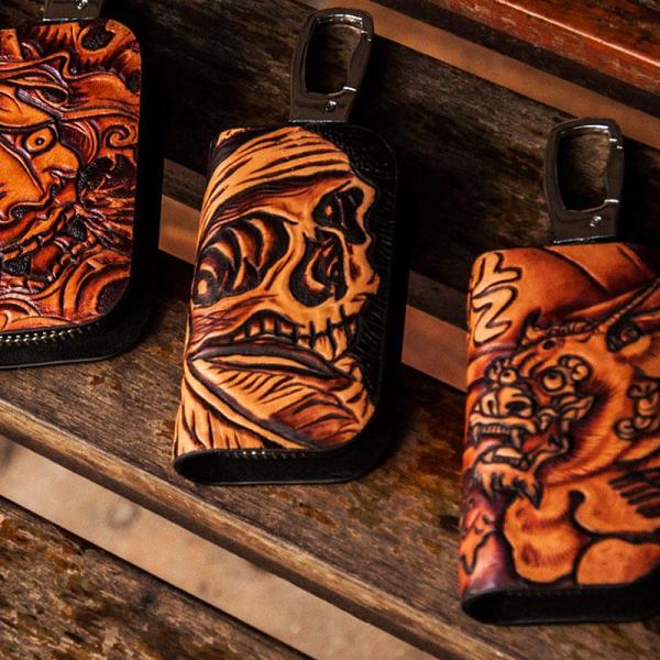 Handmade Leather Biker Mens Cool Car Key Wallet Coin Wallet Pouch Car KeyChain for Men