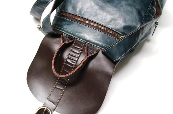 Cool Green Mens Leather Backpack Travel Backpacks Laptop Backpacks for men