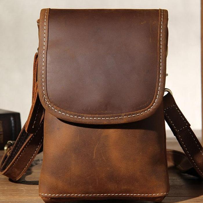 Leather Belt Pouch Mens Small Cases Waist Bag Hip Pack Belt Bag Fanny Pack Bumbag for Men
