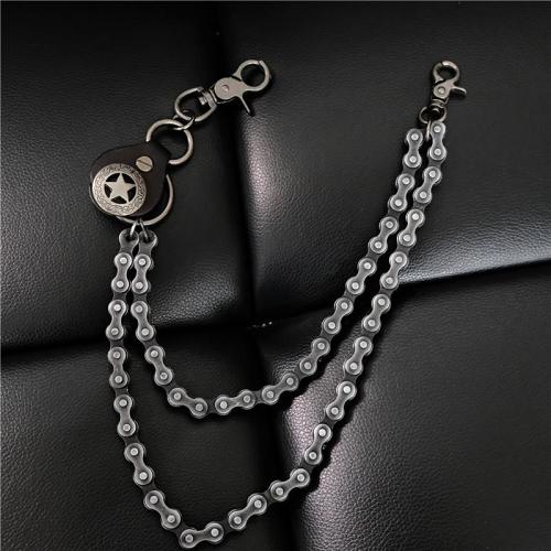 Cool Men's Silver Double Bike Chain Pants Chain Punk Biker Wallet Chain For Men