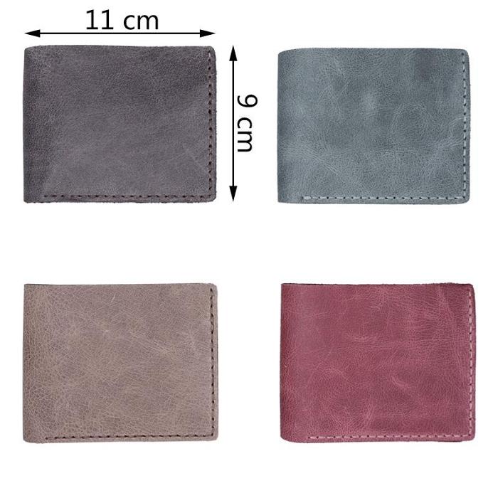 Handmade Blue Leather Mens Bifold Billfold Wallets Slim Blue Small Wallet for Men