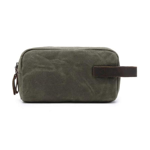 Cool Waxed Canvas Leather Mens Zipper Wristlet Bag Vintage Clutch Zipper Bag for Men