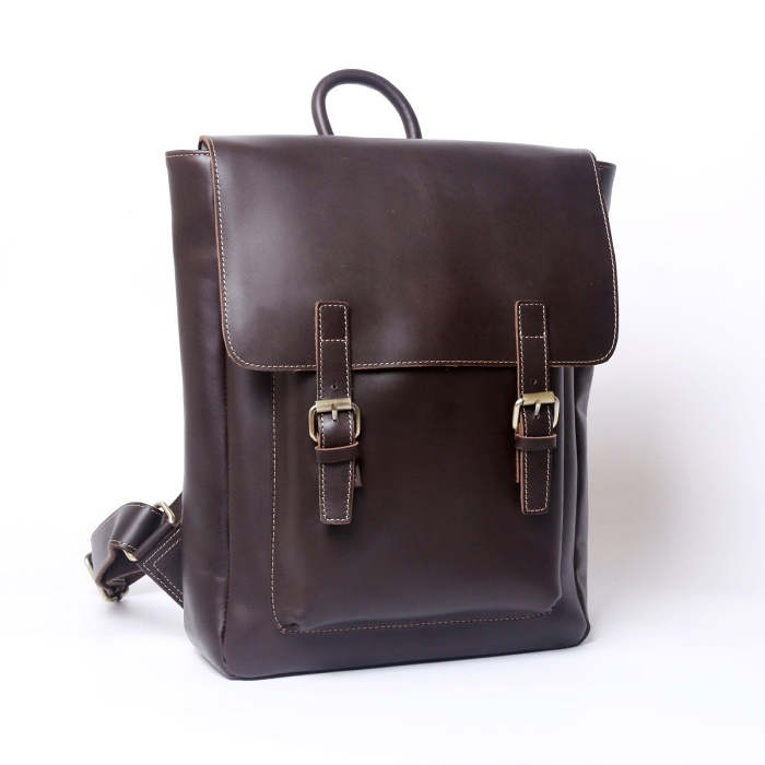 Genuine Leather Mens Cool Backpack Sling Bag Large Black Travel Bag Hiking Bag for men