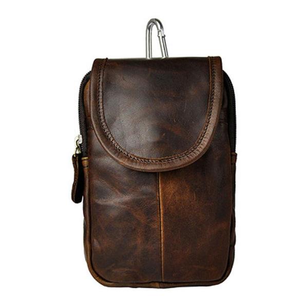 Small Mens Leather Belt Pouch Side Bag Holster Belt Case Waist Pouch for Men