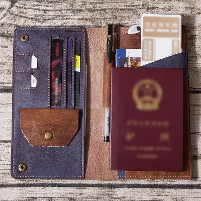 Cool Leather Long Wallet for Men Vintage Bifold Wallets Passport Travel Wallets