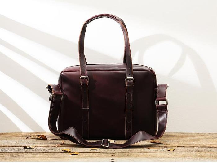 Dark Brown Cool Leather Mens Large 15 inches Briefcase Laptop Briefcase Messenger Bags Side Bags Work Bag for Men