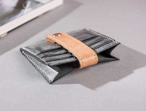 Handmade Leather Mens Cool Short Wallet Card Holder Small Card Slim Wallets for Men