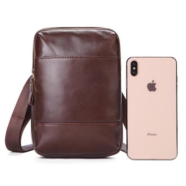 Fashion Brown Leather Men's Belt Pouch Belt Bag Black Mini Side Bag For Men