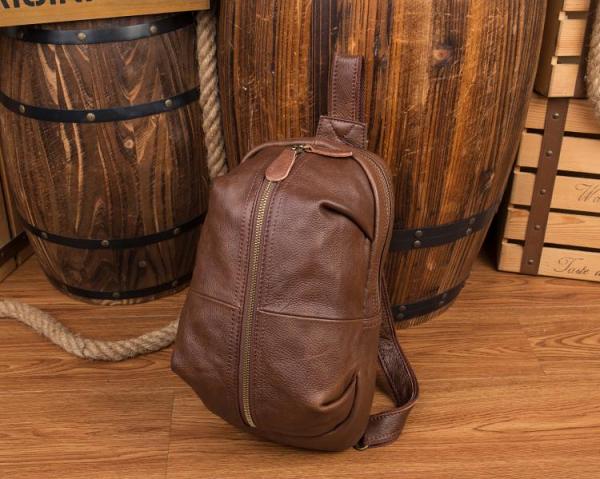 Leather Mens Cool Sling Bag Crossbody Bag Chest Bag for men