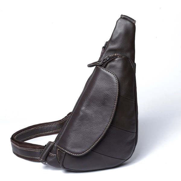 Genuine Leather Mens Cool Chest Bag Sling Bag Crossbody Bag Travel Bag Hiking Bag for men