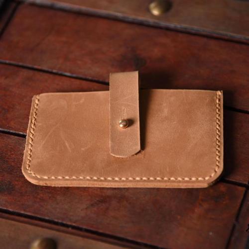 Handmade Mens Cool Short Leather Wallet Men Small Card Slim Wallets Bifold for Men
