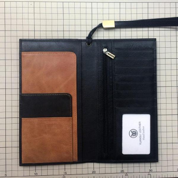 Leather Men Long Wallets for Travel Wallet Bifold Passport Wallet for Men