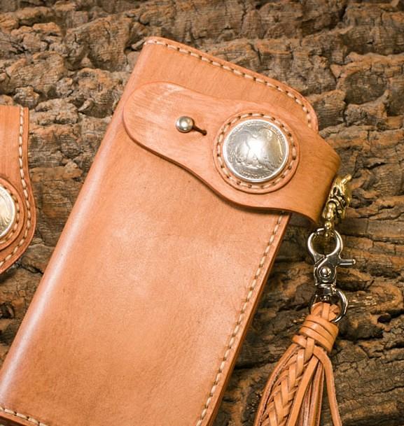 Handmade Leather Mens Cool Brown Chain Wallet Biker Trucker Wallet with Chain