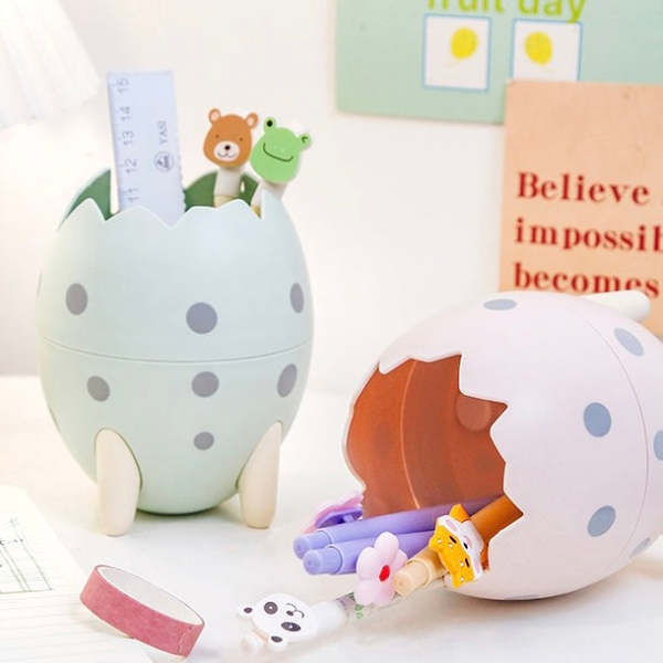 Kawaii Dinosaur Easter Egg Stationery Box Pen Holder