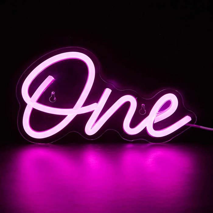 Pink One LED Wall Neon Sign