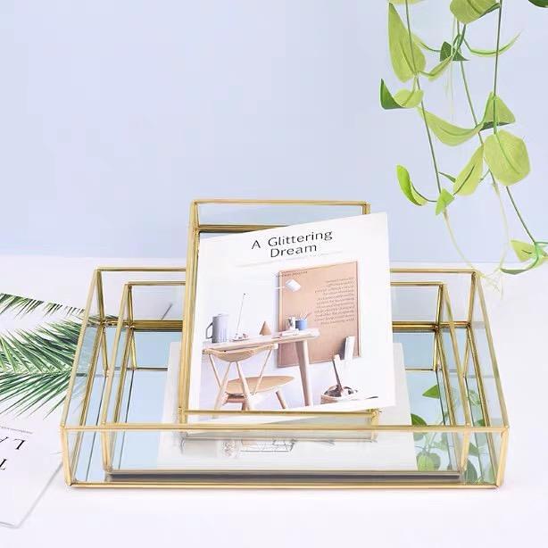 Nordic Style Gold Lining Transparent Storage Tray