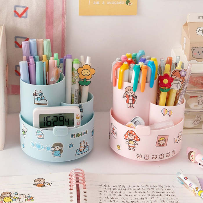 Kawaii Rotating Cute Sticker Stationery and Pen Organiser Holder