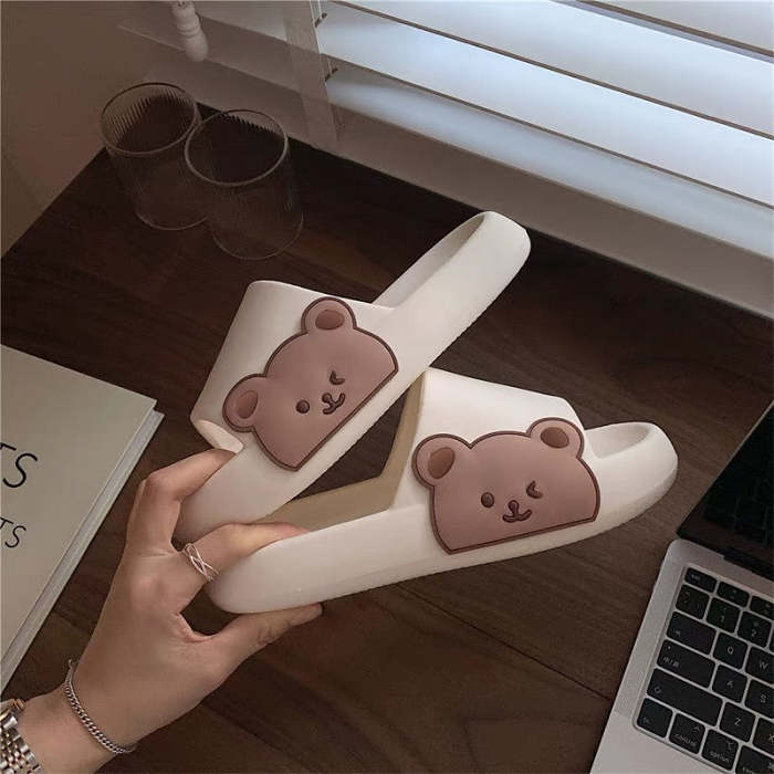Cute Kawaii Korean Style Teddy Bear Thick Bathroom Slippers