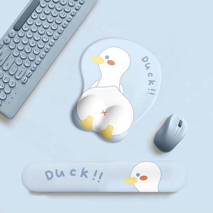 Cute 3D Pastel Blue Baby Duck Mouse Pad