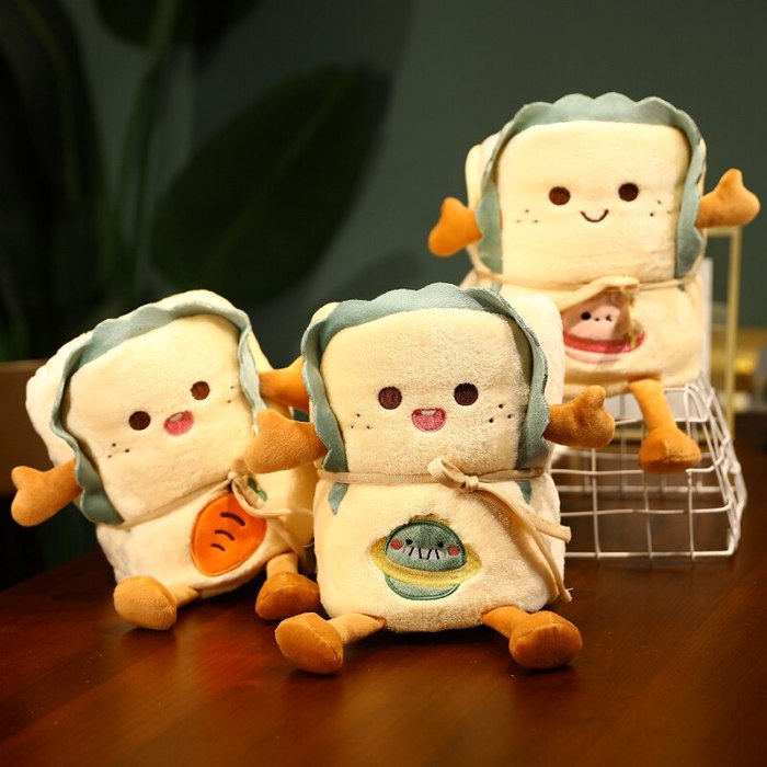 Cute Lovely Sandwich Bread Roll Foldable Flannel Blanket