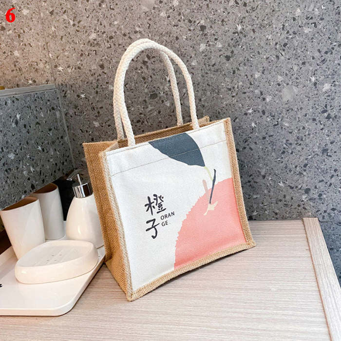 Japanese Style Canvas Linen Autumn Fruit Tote Bag