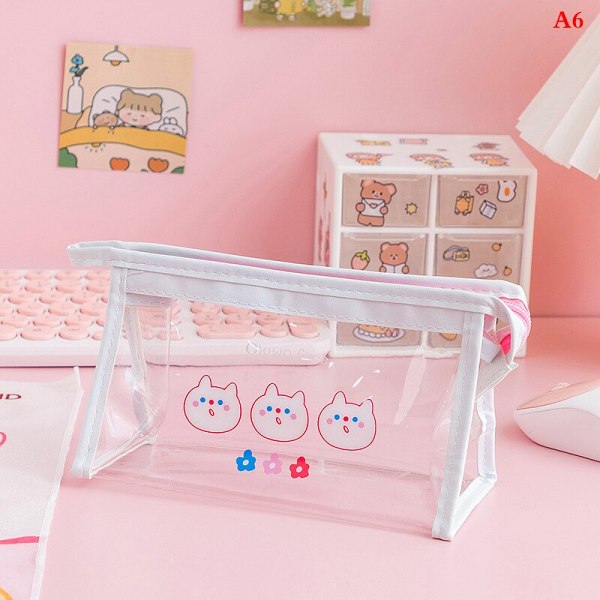Cute Transparent Pattern Waterproof Pencil Case Bag