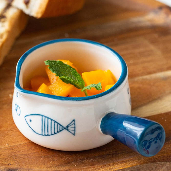 Cute Japanese Style Ceramic Mini Handle Milk Pot Bowl