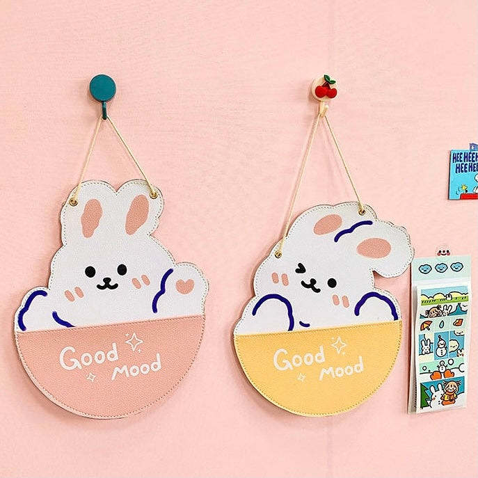 Cute Kawaii Bear & Bunny Wall Mounted Hanging Storage Bag Decor