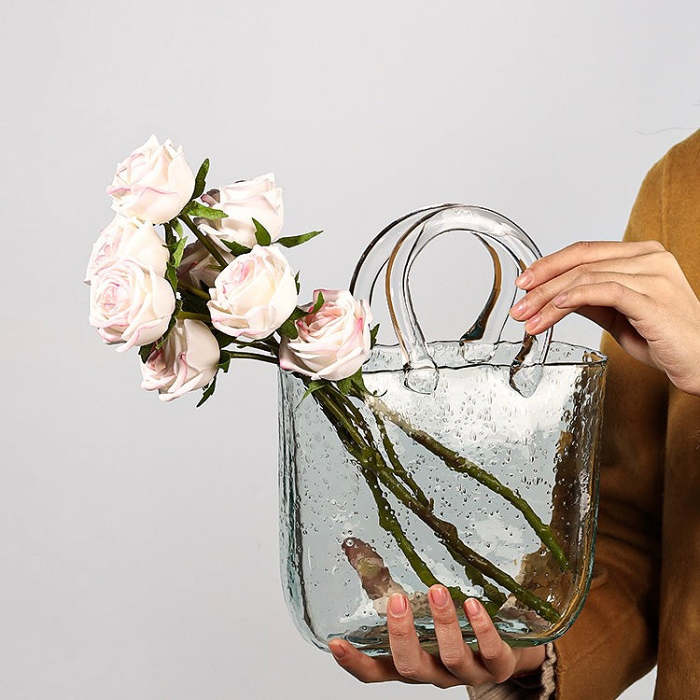 Cute Nordic Style Shopping Bag Glass Vase Decor