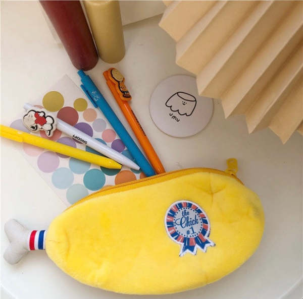 Cute Korean Style Chicken Leg & Banana Man Novelty Pencil Case