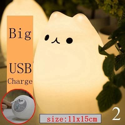 Cute Cat Silicone LED Night Light Sensor Lamp