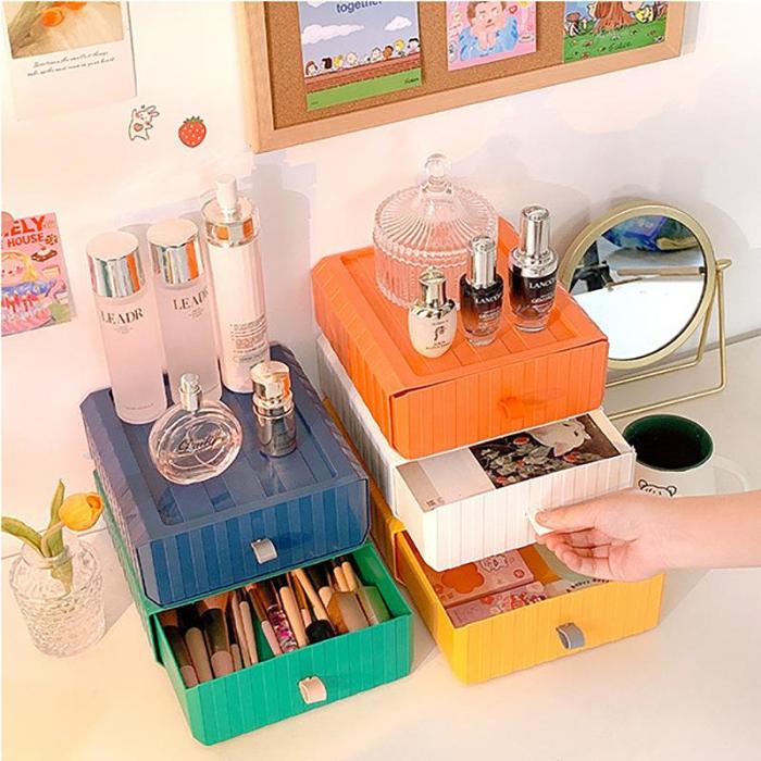 Cute Colourful Multi-Later Mini Desktop Drawer Storage Box Shelf