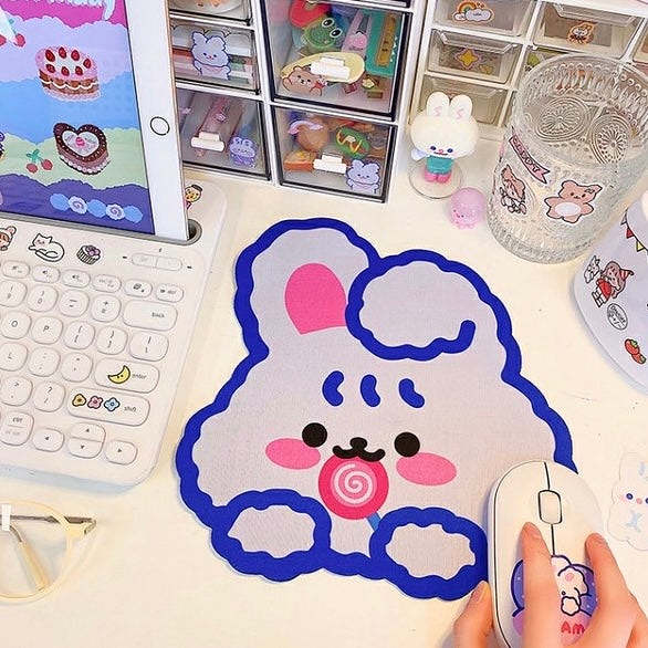Kawaii Bear Rabbit Cartoon Illustration Antislip Mouse Mad
