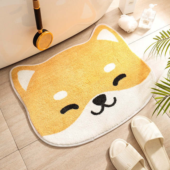 Cute Japanese Style Shiba Puppy & Kitten Non-Slip Door Entrance & Bathroom Mat