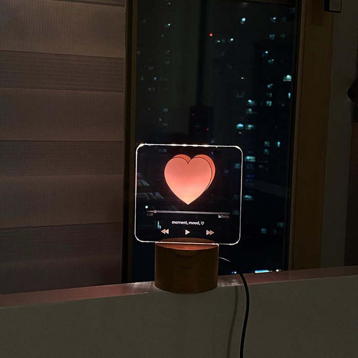 Cute Romantic Heart Love Song Player Style LED Night Light Decor