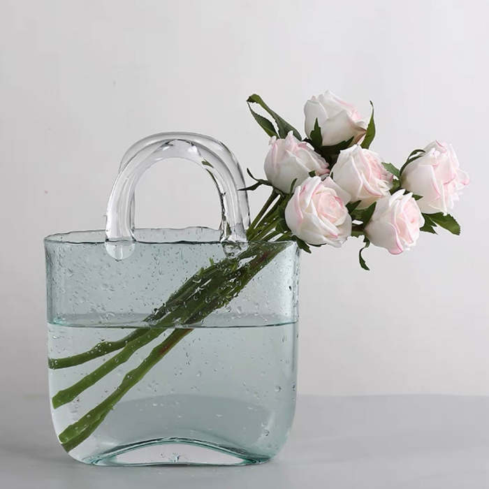 Cute Nordic Style Shopping Bag Glass Vase Decor